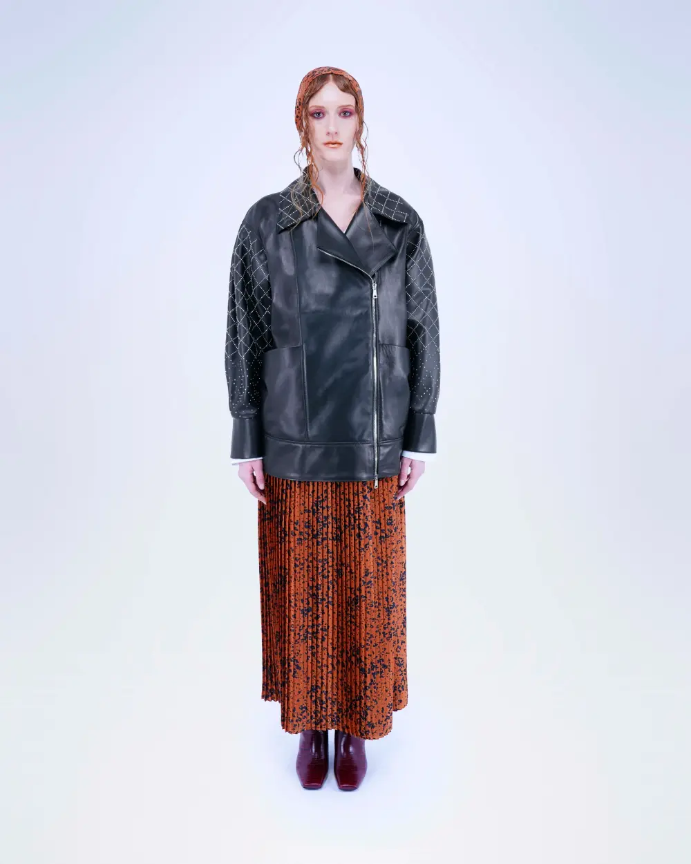 BOMBER CHIODO IN VERA PELLE