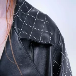 BOMBER CHIODO IN VERA PELLE