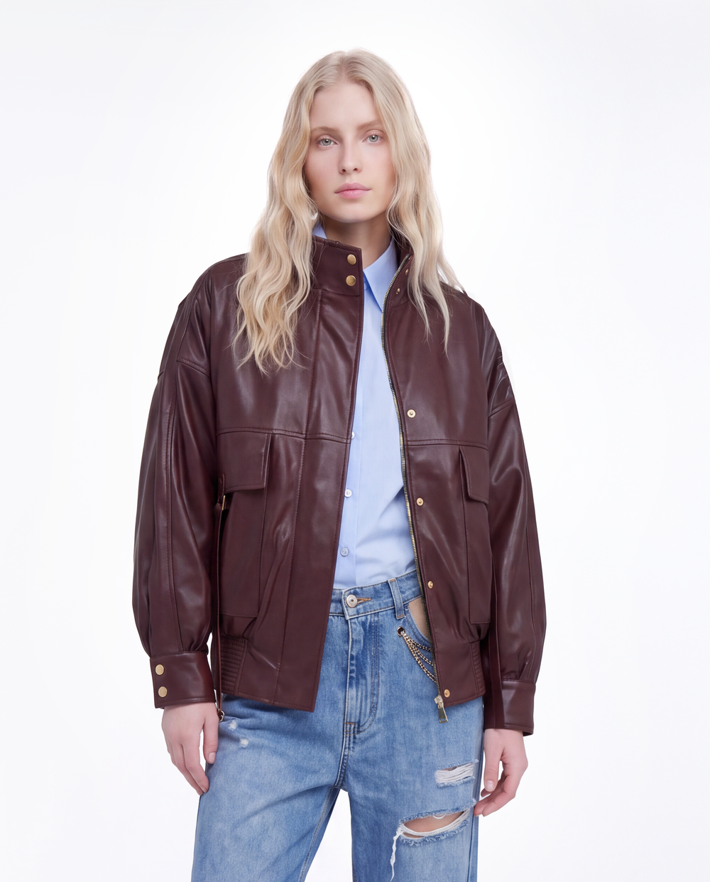 BOMBER COMBAT IN VERA PELLE