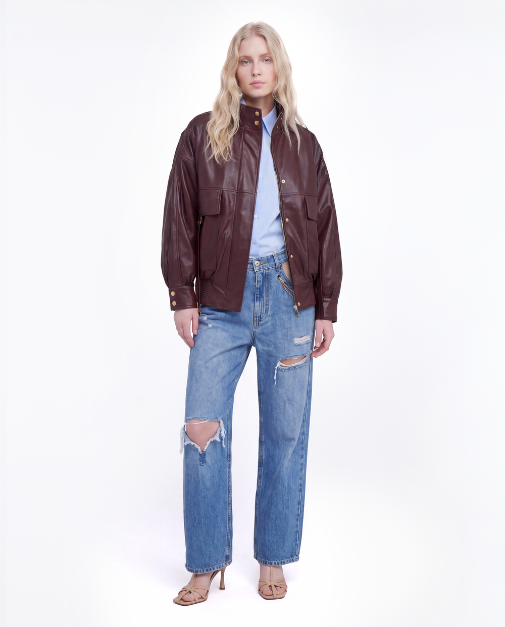 BOMBER COMBAT IN VERA PELLE