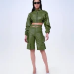 BOMBER CROPPED IN VERA PELLE