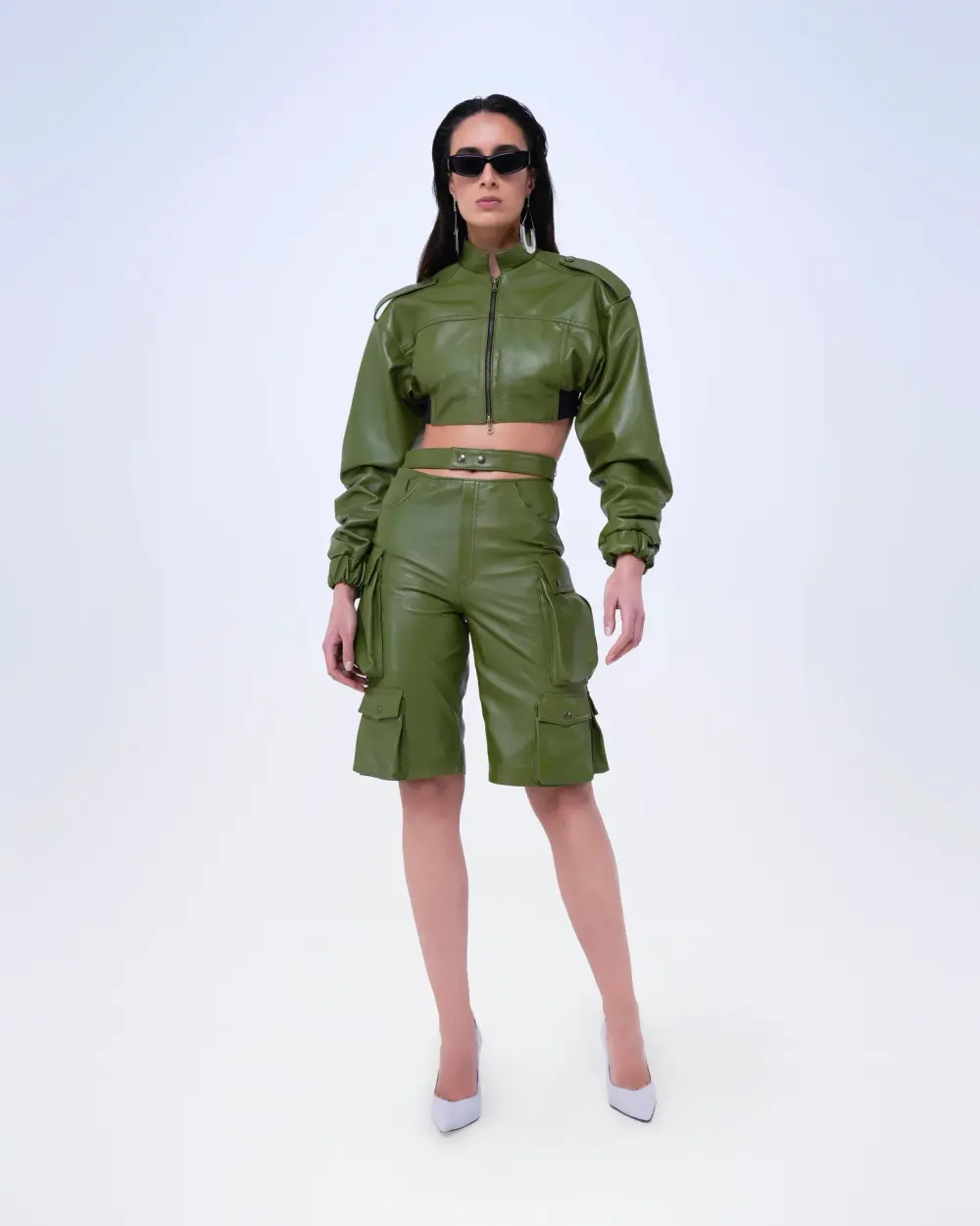 BOMBER CROPPED IN VERA PELLE