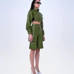 BOMBER CROPPED IN VERA PELLE