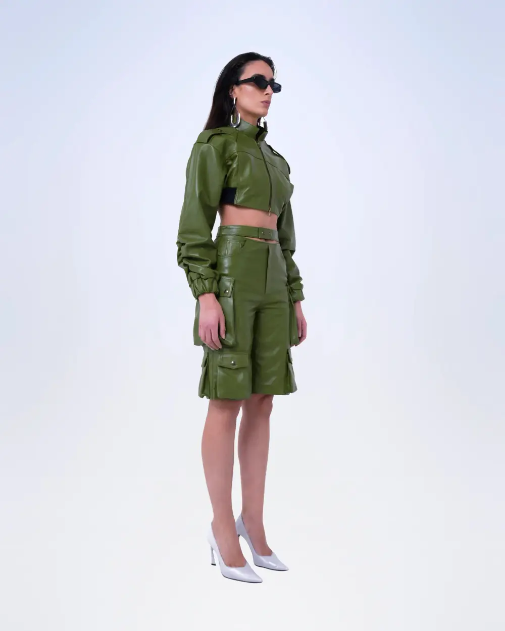 BOMBER CROPPED IN VERA PELLE