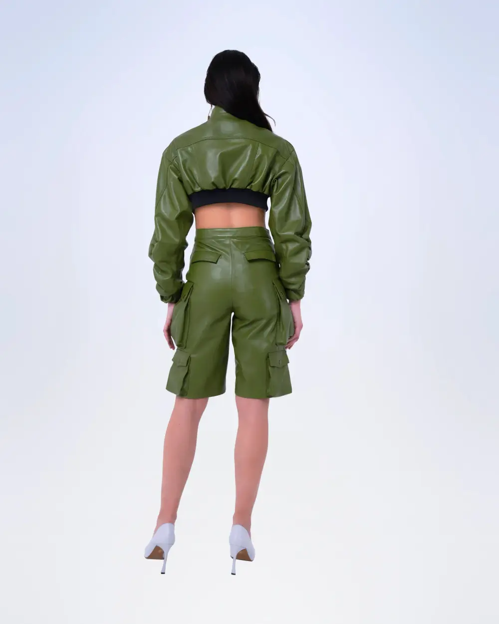 BOMBER CROPPED IN VERA PELLE