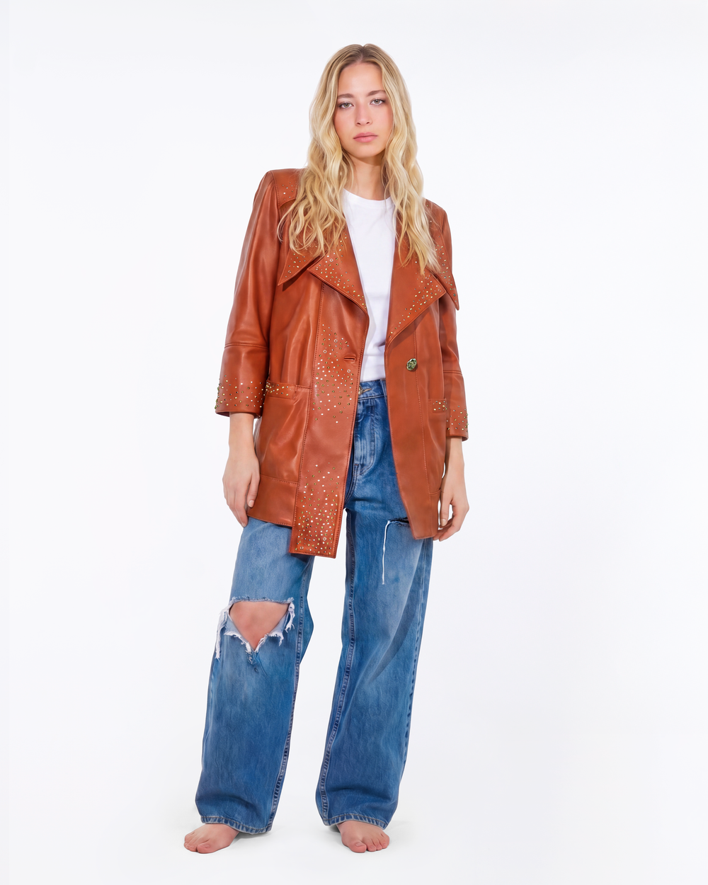 BLAZER IN VERA PELLE