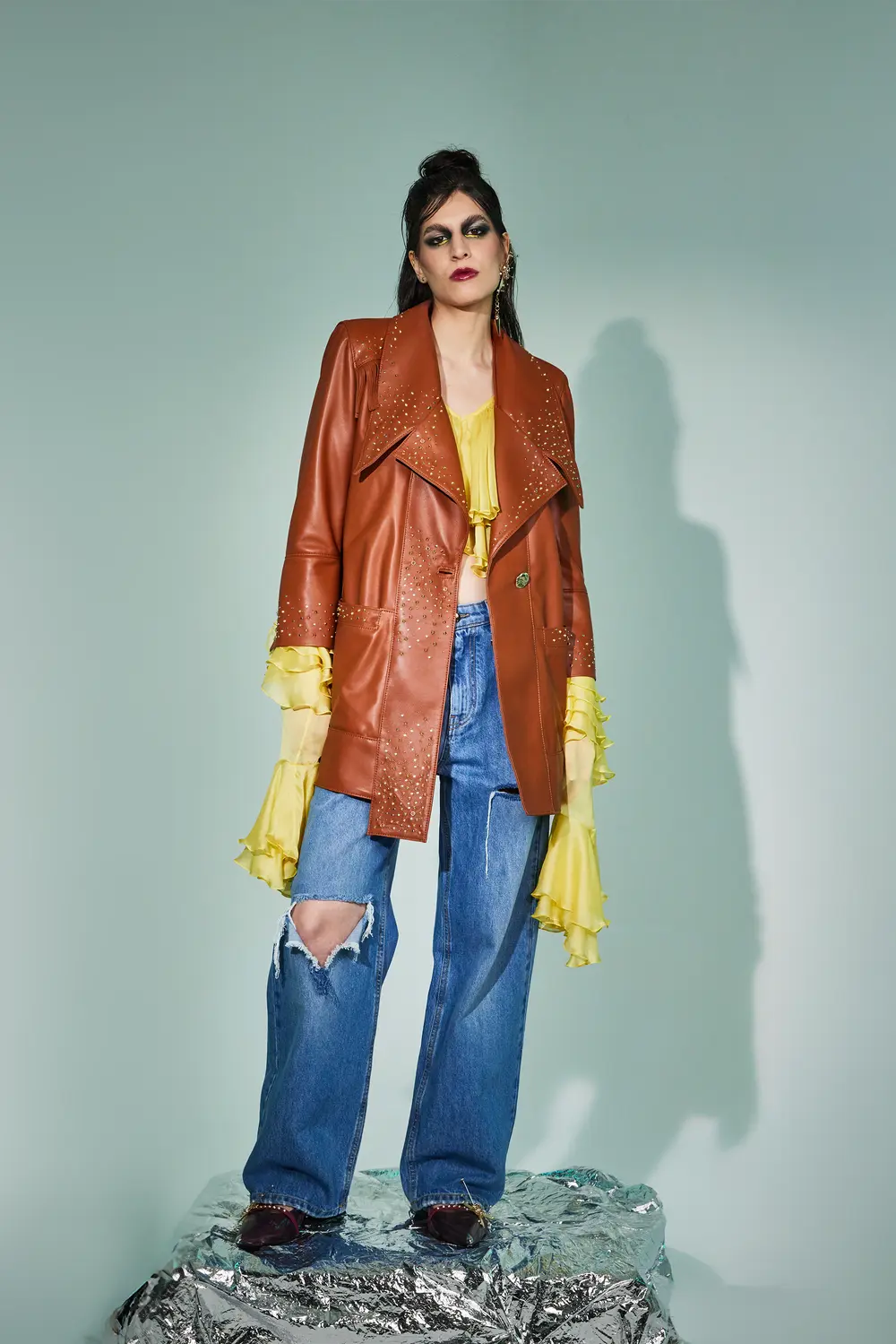 BLAZER IN PELLE--0