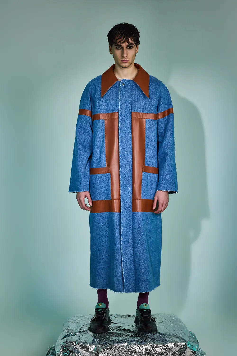 TRENCH CON INSERTI IN PELLE--0