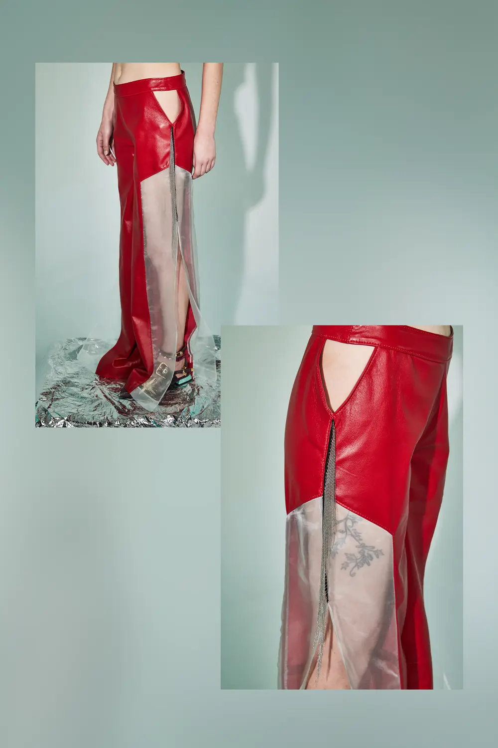 PANTALONE CUT-OUT IN PELLE--3