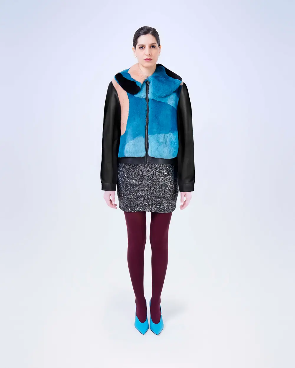 PELLICCIA REX CON MANICHE IN VERA PELLE