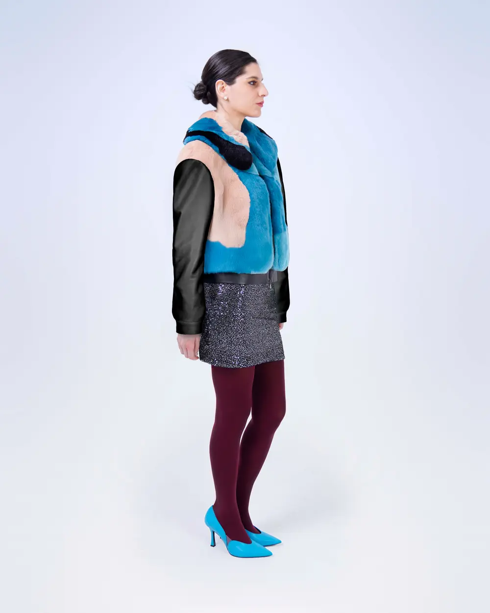 PELLICCIA REX CON MANICHE IN VERA PELLE